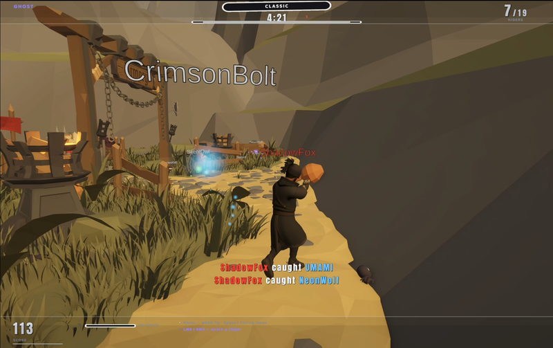 The ghost view: a camera looking down over the map with player names floating in the air